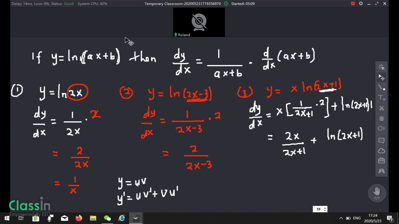 Derivative of log and exponential function - YouTube