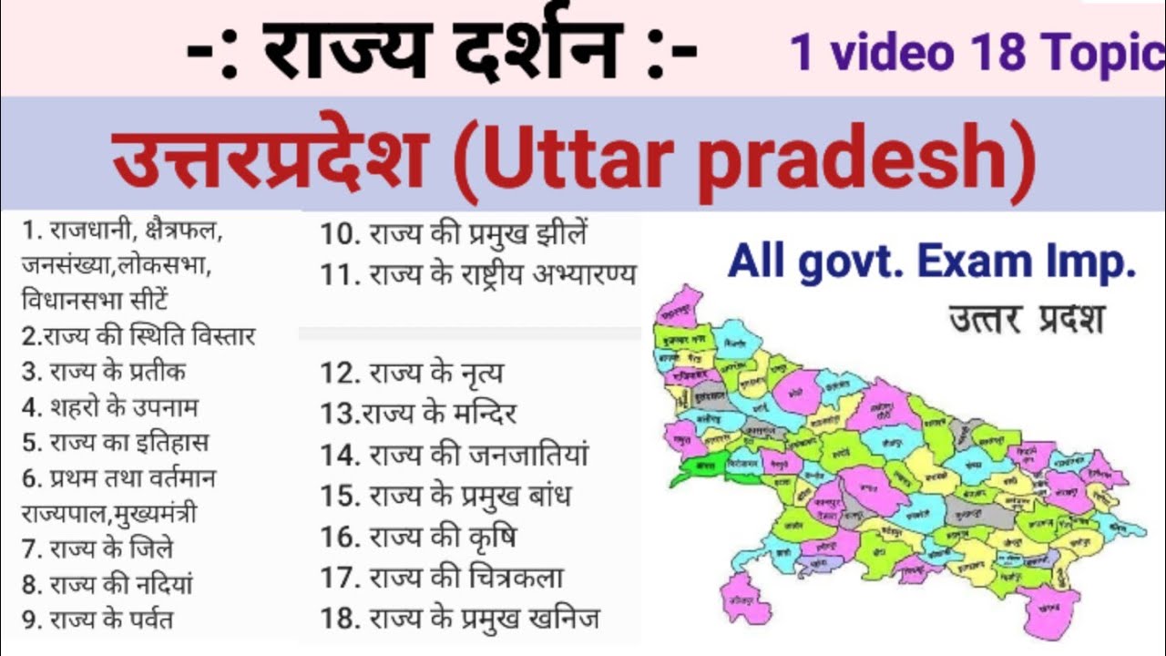 Uti Rajya राज्य दर्शन:-उत्तर प्रदेश(Uttar pradesh) एक नजर मे /Rajya darshan # ...