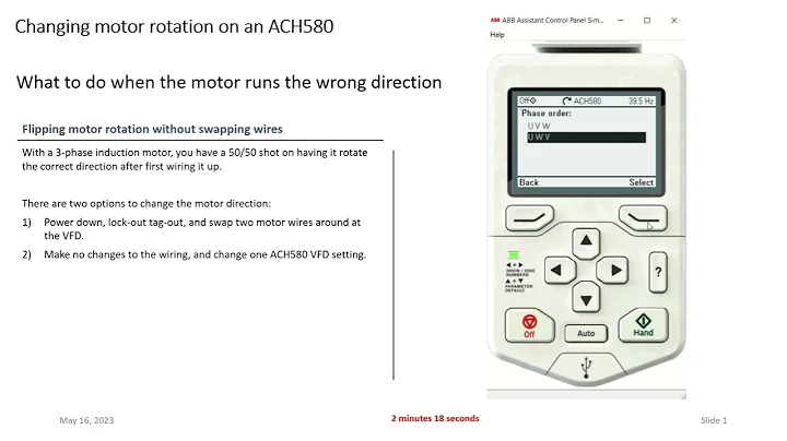 Video Changing motor rotation on an ACH580