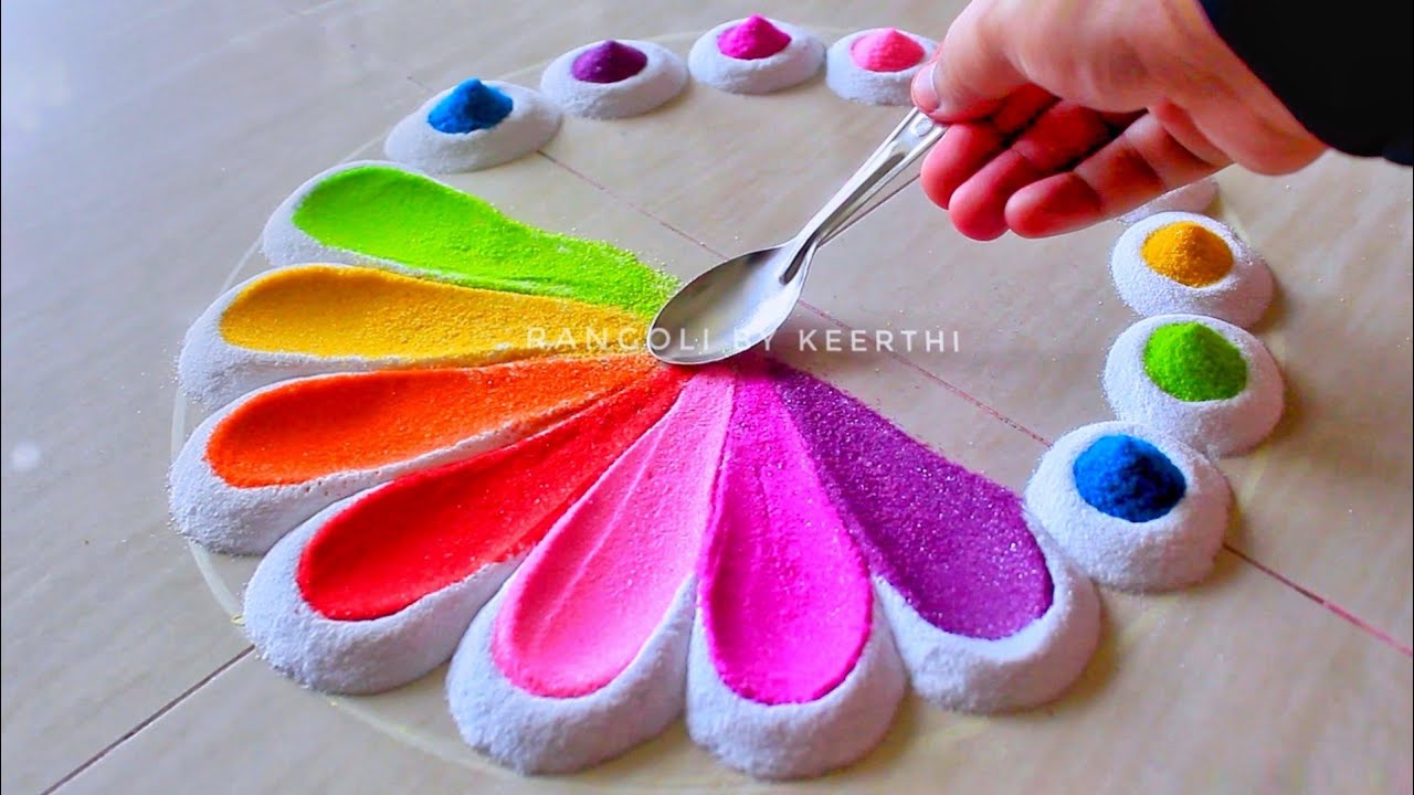 Simple rangoli design spoon l unique rangoli designs l easy rangoli ...