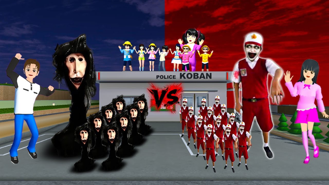 HANTU TOR MONITOR VS HANTU Anak SD ⁉️ Yuta Mio Panik 😱 | Sakura School Simulator