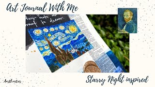 Art Journal with Me | ASMR & Lofi No talking | Starry Night Inspired |  Aasthaetics