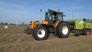 Grote ronde en midi hooibalen maken met Renault 145.14 TX en Claas Elios 210 (2023)