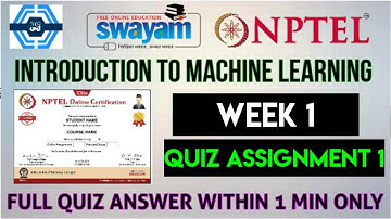 Introduction To Machine Learning - IITM | Week 1 Answers 2021 | NPTEL ||