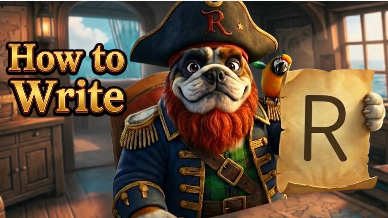 Pirate Red Beard Ron Writes Letter R | Learn Handwriting for Kids Song ...