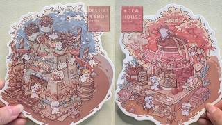 【ASMR】Forest Cats' Tea House & Candy Shop 🐱🌲🍵🍰 | Whimsical Sticker Scenes | No Talking screenshot 3