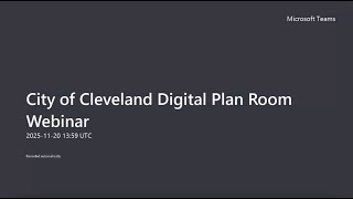 City of Cleveland Digital Plan Room Webinar