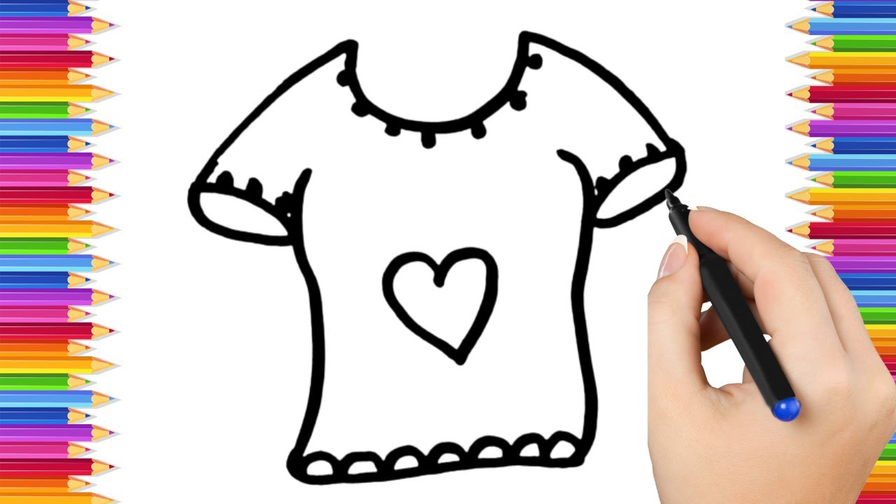 Как нарисовать милую футболку. Рисование, раскрашивание и живопись для детей и малышей. Детское и...