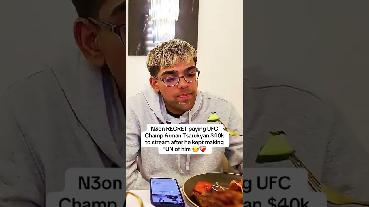 N3on сожалеет, что заплатил чемпиону UFC Арману Царукяну 40 000 долларов за стрим после того, как...