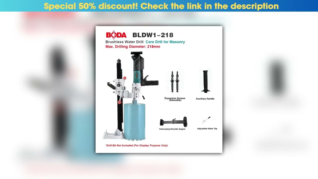 Best BLDW1-218 Brushless Wet Dry Core Drill 4200W 20-218mm for Concrete Brick Stone Tile Wall Water