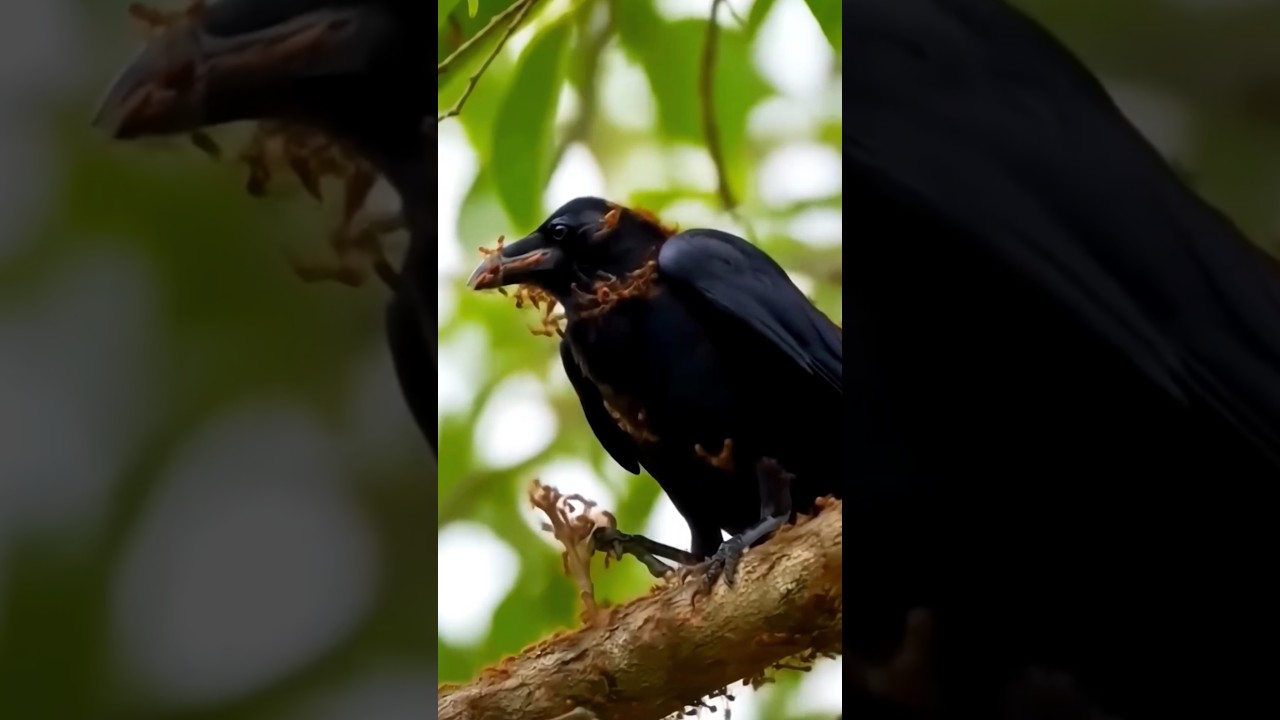 Why does a crow get itself bitten by ants