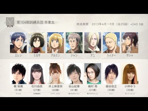 進撃の巨人の声優さんたちは こんな顔 Youtube