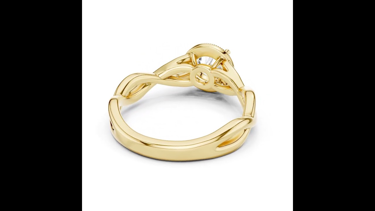 Round Cut Diamond Halo With Twisted Ring