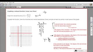 Graphing a rational function - linear over linear