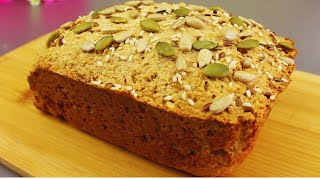 Mix oatmeal with yogurt. The world's easiest oat bread recipe. No flour!