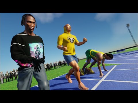 Usain Bolt VS The Rock VS Travis Scott sprint
