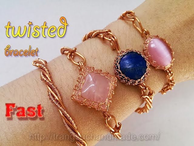 Unique wire wrapped narrow copper bracelet Healing handcraft - Inspire  Uplift