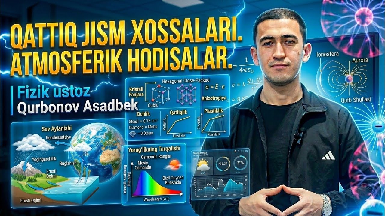 Molekulyar fizika. 7-dars. Qattiq jism xossalari. Atmosferik Hodisalar 