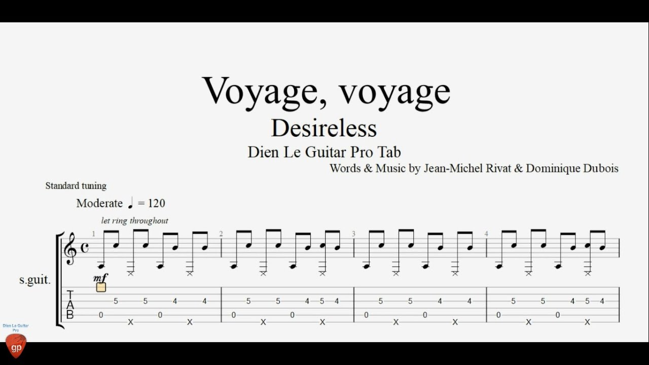 Voyage Voyage Guitar Tutorial + TAB YouTube