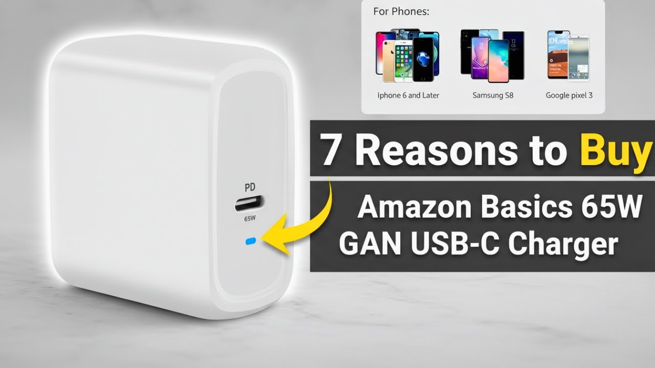 Amazon Basics 65W One-Port GaN USB-C Wall Charger: One Compact Charger for Laptop, Tablet & Phone