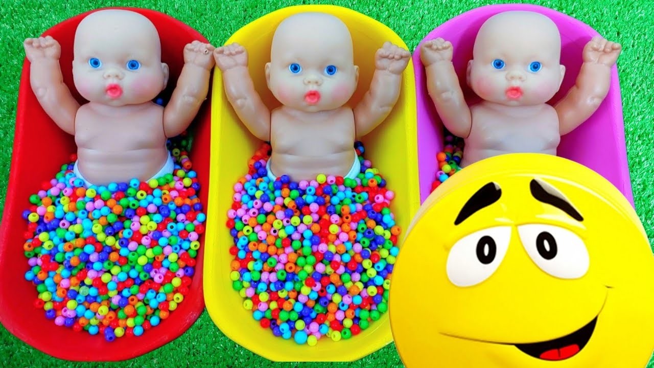 Full of 3 Rainbow BathTubs Candy with M&M's & Magic Slime Cutting Video #1