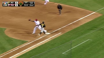 PIT@PHI: Galvis makes strong throw to retire Harrison