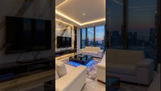 Gold Trim Luxury: High-End Penthouse Living Room Design #shorts #homedecor #homeimprovement