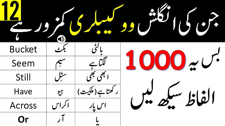 1000 English Words with Urdu Meanings | Basic English Vocabulary Course Class 12 | Vocabineer