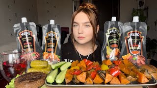 :  |   ,  Heinz | Mukbang | Sweet potato, sauces Heinz