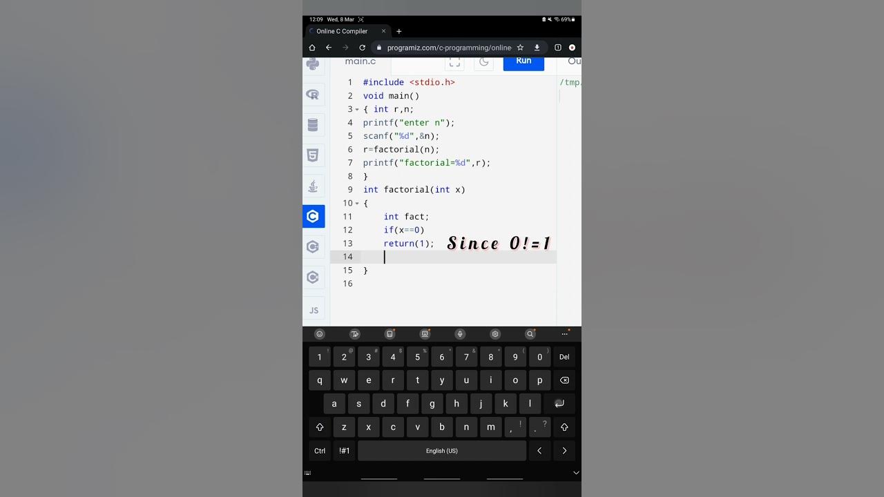 Factorial of a given number using Recursion in C - YouTube