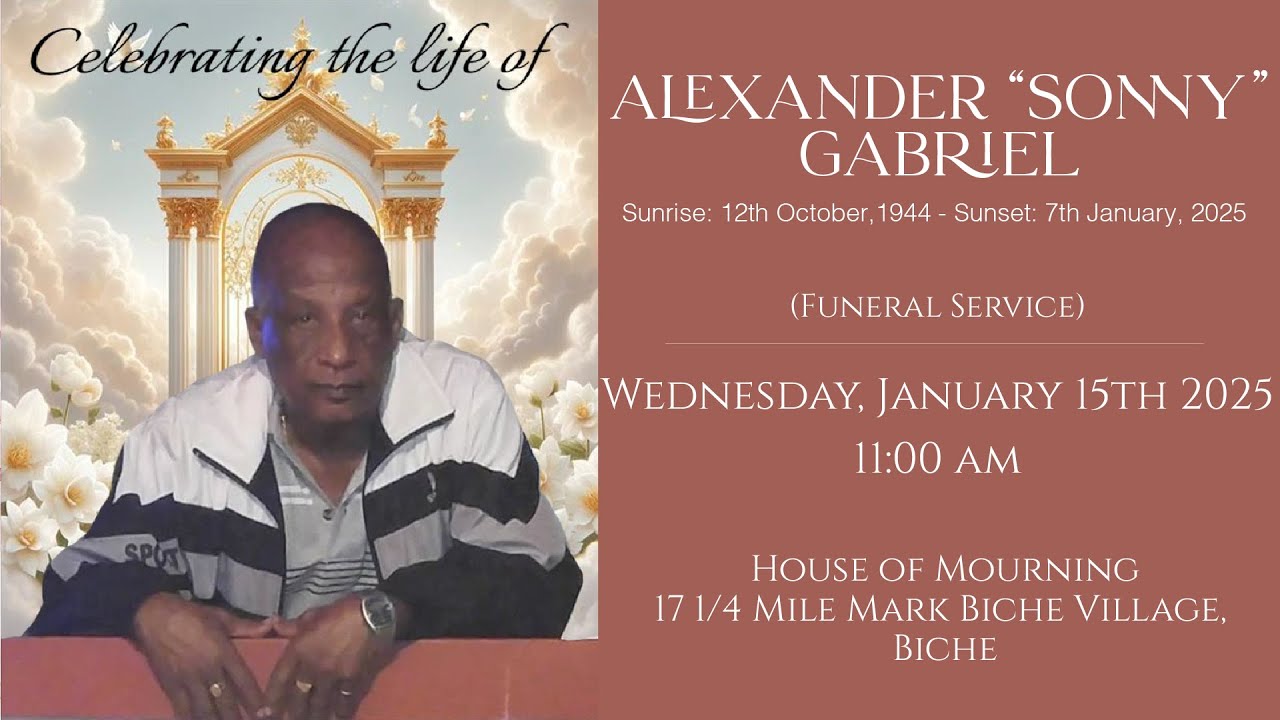 The Funeral Service of Alexander “Sonny” Gabriel - YouTube