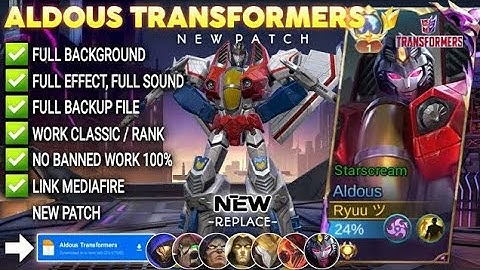 Script Skin Aldous Transformers - Starscream No Password | Full Effect Voice | Patch Terbaru