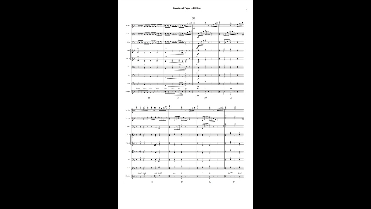 Toccata and Fugue in Dm - Violin, Viola, Cello, String Orchestra and Rhythm Section