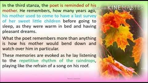 MLZS JHANSI CLASS 9 English Literature Poem Rain on the Roof