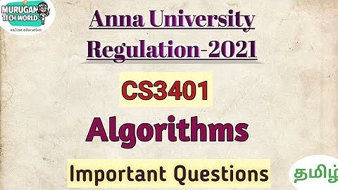 CS3401 Algorithms important questions in tamil||Anna university regulation 2021.#algorithms