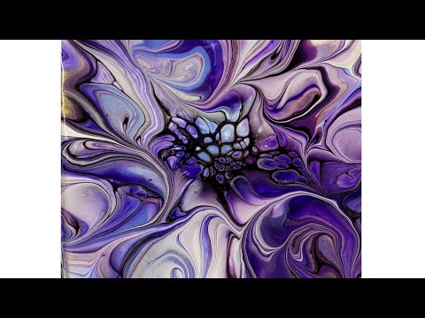 See How I Created This Purple Bloom Technique, Acrylic Paint Pouring (1669)
