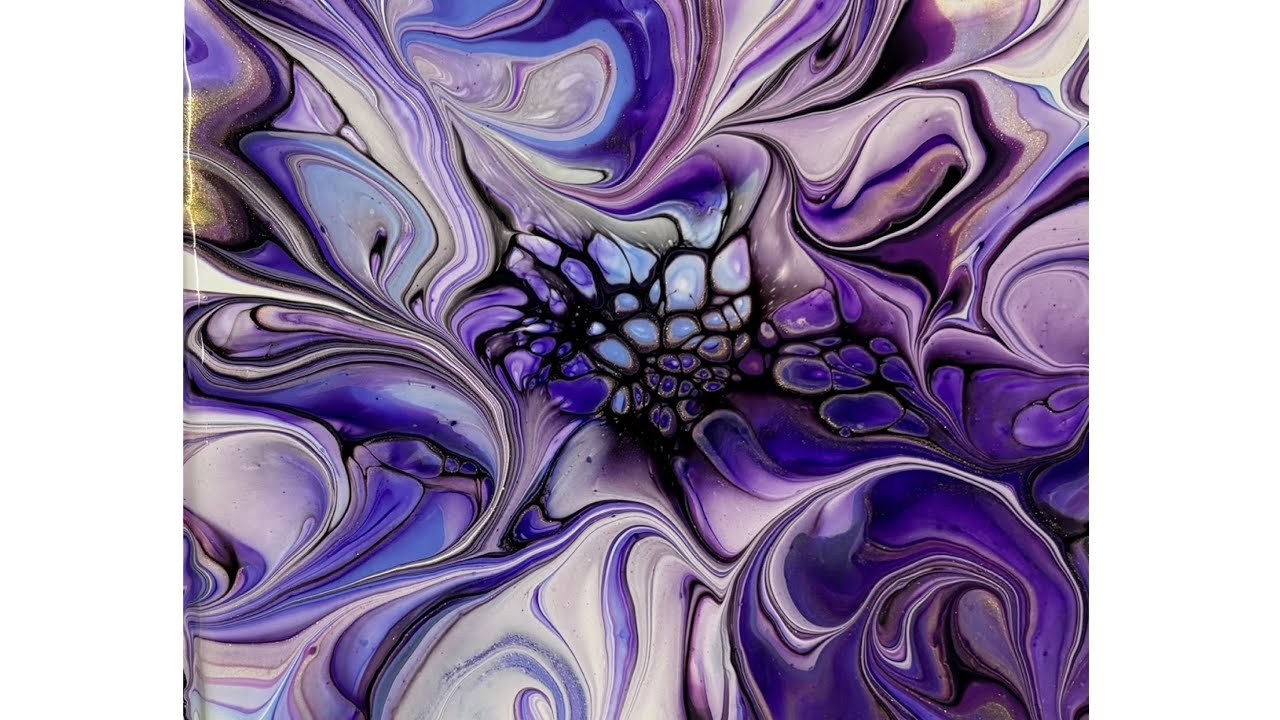 See How I Created this Purple Bloom Technique, Acrylic Paint Pouring (1669) 
