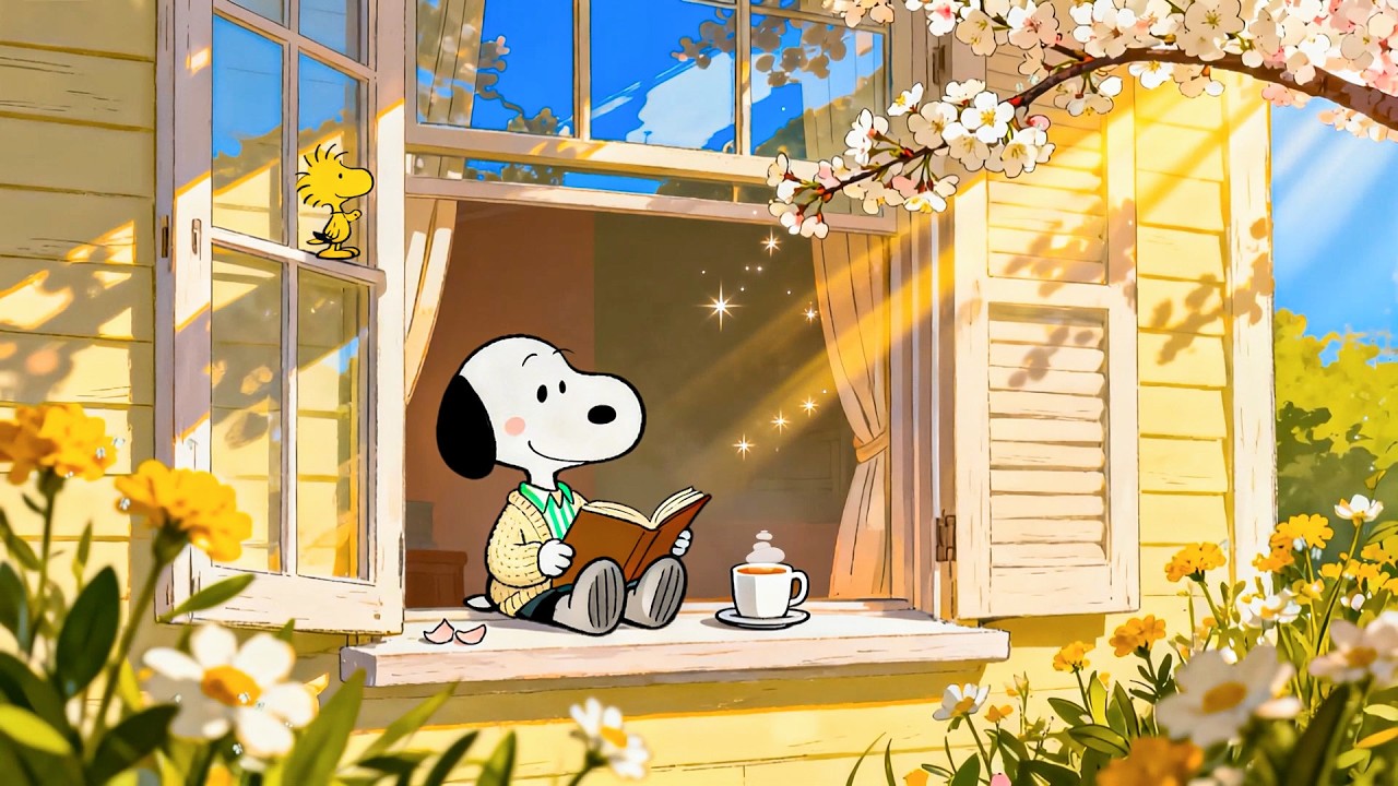 Snoopy’s Sunny Spring Window 🌸📚 Cozy Lofi Beats for Unwind, Study & Work Focus