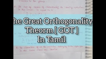 The GREAT ORTHOGANALITY THEORM | GROUP THEORY | Tamil