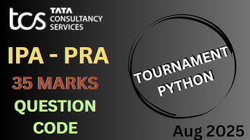 🚀 TCS Xplore – IPA | CPA | PRA – 19 August 2025 (Python – 35 Marks Coding Question) #tcspra #python