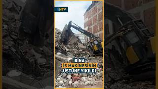 Bina Yıkımında İş Makinesi Operatörü Canını Zor Kurtardı