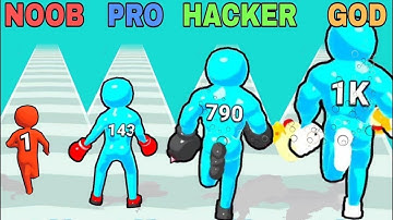 10 Minutes satisfying gameplay|NOOB VS PRO VS HACKER VS GOD in Runner Up!