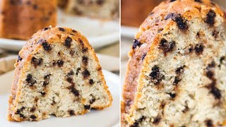 This banana chocolate chip cake is an easy bundt to make. it's so
moist and tastes like bread plus the mini chips really add fla...