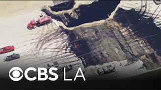 Oiled birds found after East Los Angeles ruptured pipeline leaks crude oil into LA River