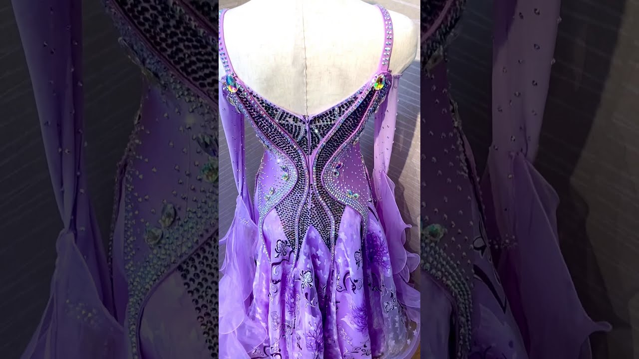 社交ダンス ドレス スタンダード ラベンダー 藤色 ballroom Latin