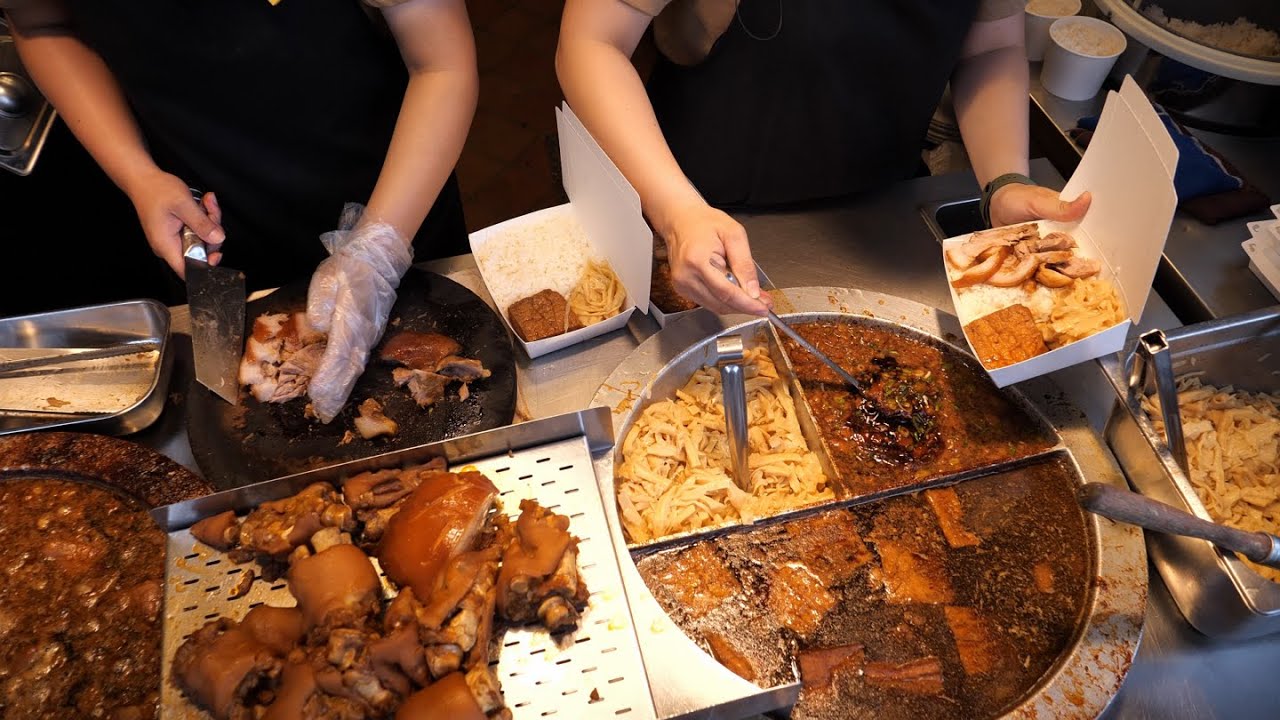 Braised Pork knuckle, Braised Minced Pork Rice, Braised Fried Tofu, Side Dish, Miso Soup