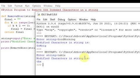 Python Program to Remove Odd Indexed Characters in a string