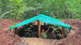 RAIN in the DUGOUT is no longer scary! BUILDING A DUGOUT IN THE WILD FOREST - Installing rafters by Life in the Siberian forest 32,484 views 9 months ago 30 minutes