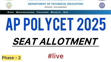 AP POLYCET PHASE 2 SEAT ALLOTMENTS #live