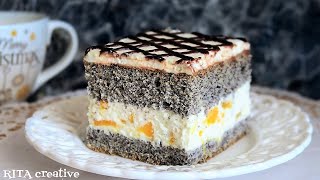 Poppy seed cake with peaches